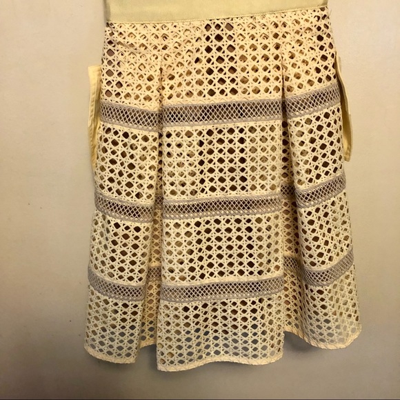 Self Portrait Crosshatch Paneled Mini Dress Yellow - Picture 4 of 9